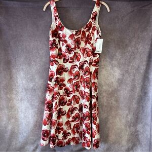 AGB Red Poppy Floral Sleeveless Fit & Flare Dress Women’s 6 NWT